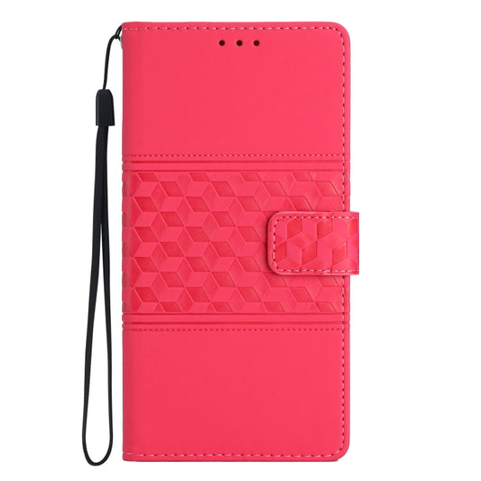 For iPhone 16 Plus Diamond Embossed Skin Feel Leather Phone Case(Red) by buy2fix