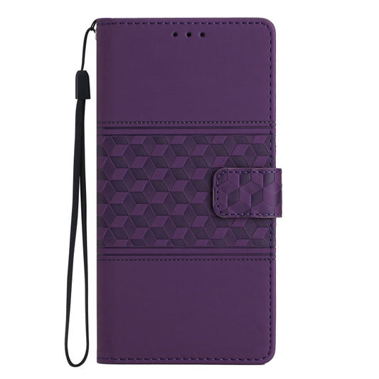 For iPhone 16 Pro Max Diamond Embossed Skin Feel Leather Phone Case(Purple) by buy2fix