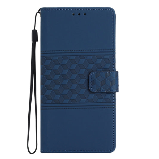 For iPhone 16 Pro Max Diamond Embossed Skin Feel Leather Phone Case(Dark Blue) by buy2fix