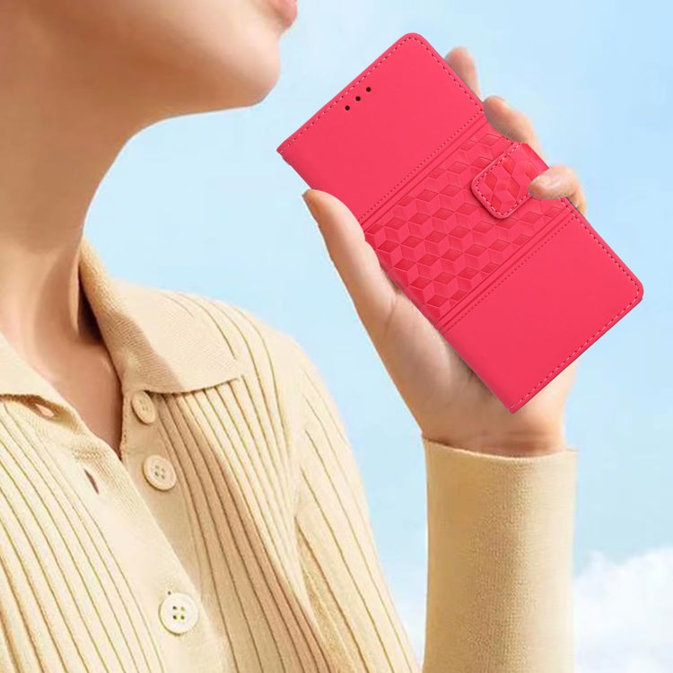 For iPhone 16 Pro Max Diamond Embossed Skin Feel Leather Phone Case(Red) by buy2fix