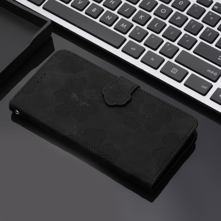 For iPhone Air Flower Embossing Pattern Leather Phone Case(Black) - iPhone Air Cases by buy2fix | Online Shopping UK | buy2fix