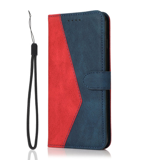 For iPhone 16 Plus Dual-color Stitching Leather Phone Case(Red Blue) by buy2fix