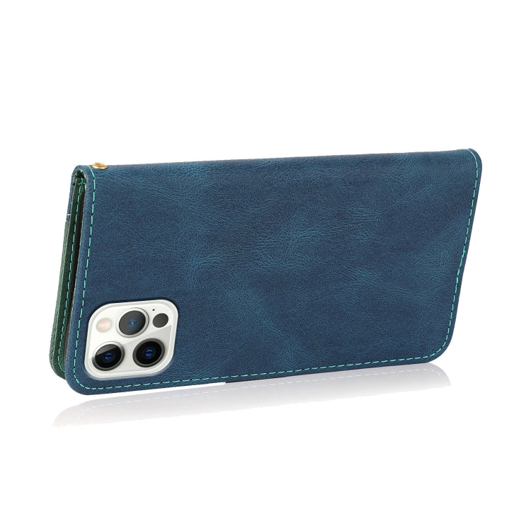 For iPhone 16 Pro Max Dual-color Stitching Leather Phone Case(Blue Green) by buy2fix