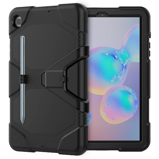 For Samsung Galaxy Tab S6 Lite P610 Shockproof Colorful Silicon + PC Protective Case with Holder & Pen Slot(Black) - Tab S6 Lite P610 / P615 by buy2fix | Online Shopping UK | buy2fix