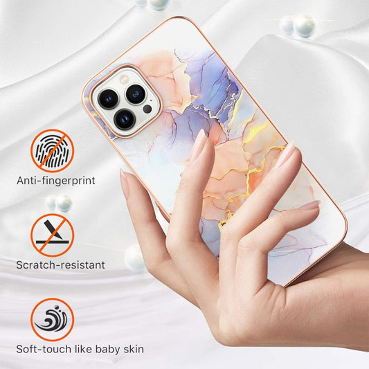 For iPhone 16 Pro Electroplating Pattern IMD TPU Shockproof Case(Milky Way White Marble) by buy2fix