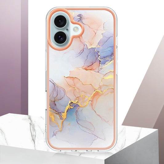 For iPhone 16 Plus Electroplating Pattern IMD TPU Shockproof Case(Milky Way White Marble) by buy2fix