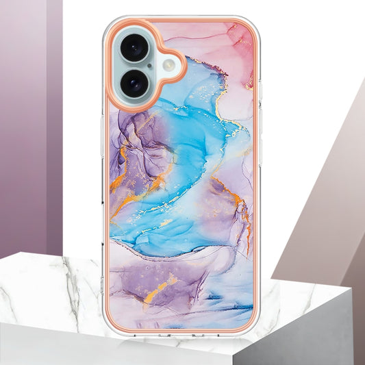 For iPhone 16 Plus Electroplating Pattern IMD TPU Shockproof Case(Milky Way Blue Marble) by buy2fix