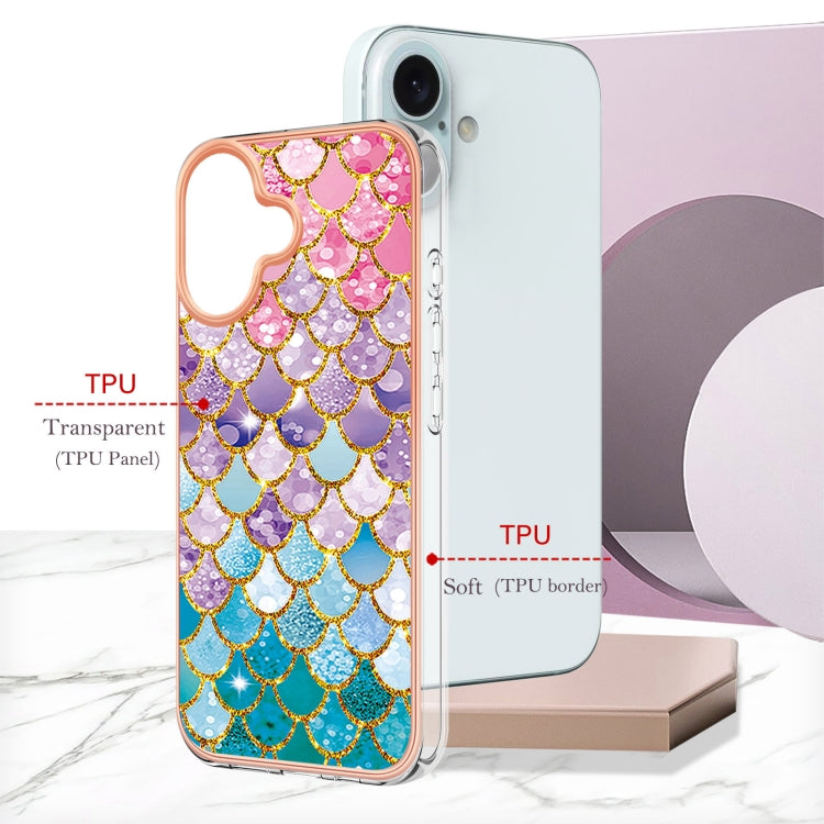 For iPhone 16 Electroplating Pattern IMD TPU Shockproof Case(Colorful Scales) by buy2fix