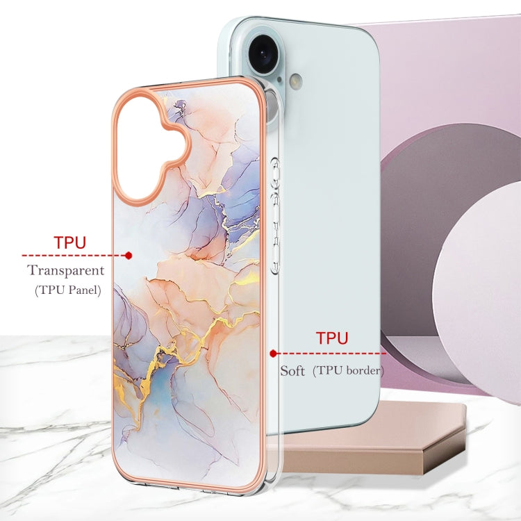 For iPhone 16 Electroplating Pattern IMD TPU Shockproof Case(Milky Way White Marble) by buy2fix