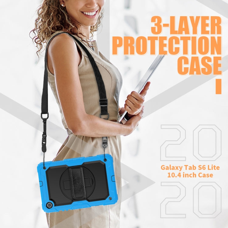 For Samsung Galaxy Tab S6 Lite P610 Shockproof Colorful Silicone + PC Protective Case with Holder & Shoulder Strap & Hand Strap & Pen Slot(Light Blue) - Tab S6 Lite P610 / P615 by buy2fix | Online Shopping UK | buy2fix