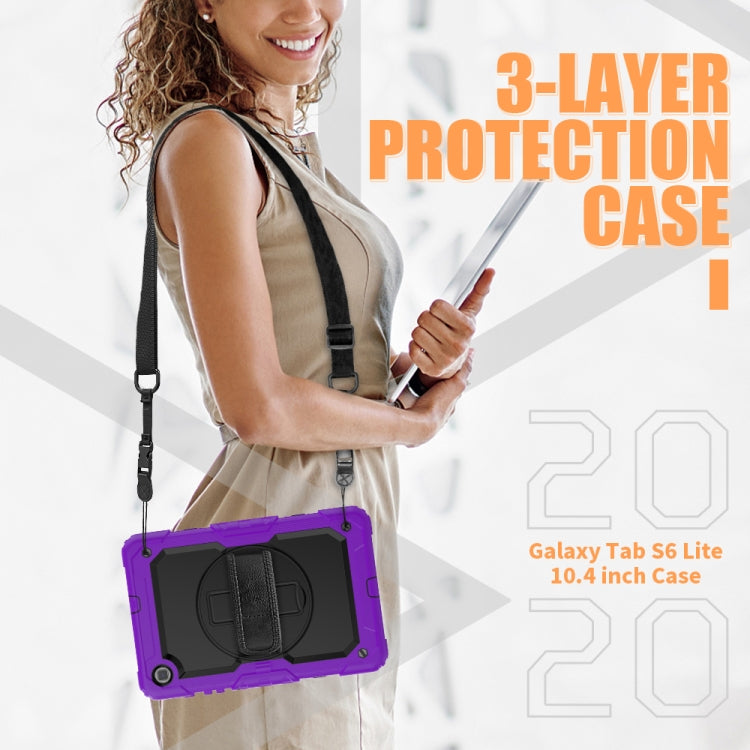 For Samsung Galaxy Tab S6 Lite P610 Shockproof Colorful Silicone + PC Protective Case with Holder & Shoulder Strap & Hand Strap & Pen Slot(Purple) - Tab S6 Lite P610 / P615 by buy2fix | Online Shopping UK | buy2fix