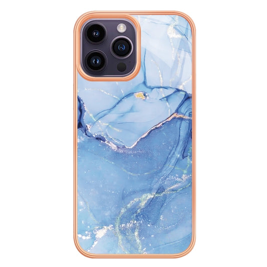 For iPhone 16 Pro Max Electroplating Marble Dual-side IMD Phone Case(Blue 018) by buy2fix