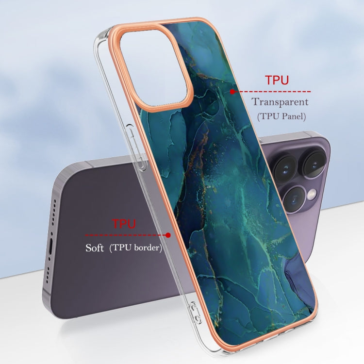 For iPhone 16 Pro Electroplating Marble Dual-side IMD Phone Case(Green 017) by buy2fix