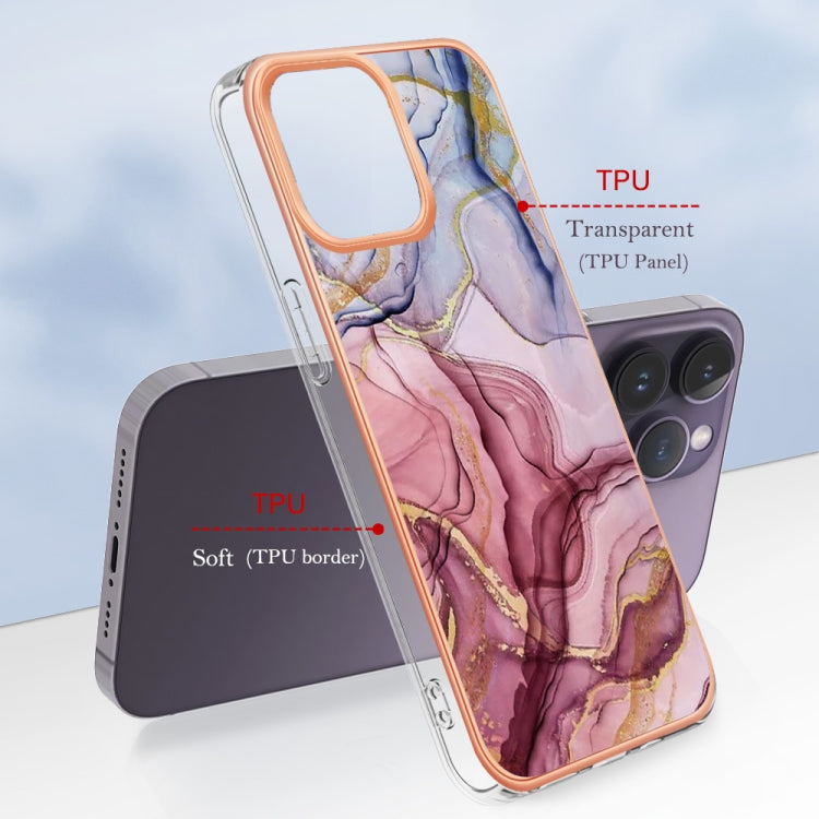 For iPhone 16 Pro Electroplating Marble Dual-side IMD Phone Case(Rose Red 014) by buy2fix
