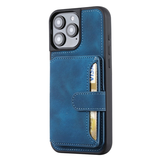 For iPhone 16 Pro Skin Feel Dream RFID Anti-theft PU Card Bag Phone Case(Peacock Blue) by buy2fix