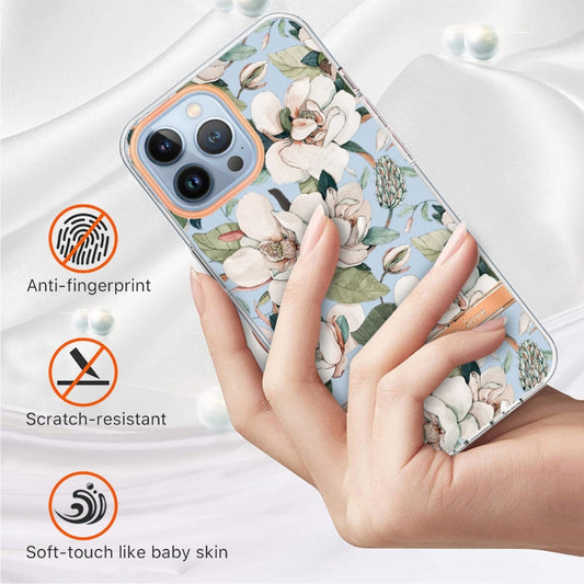 For iPhone 16 Pro Max Flowers and Plants Series IMD TPU Phone Case(Green Gardenia) by buy2fix