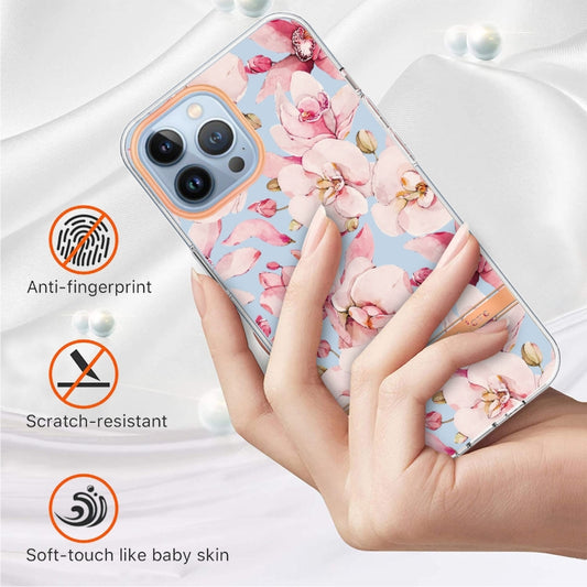 For iPhone 16 Pro Max Flowers and Plants Series IMD TPU Phone Case(Pink Gardenia) by buy2fix