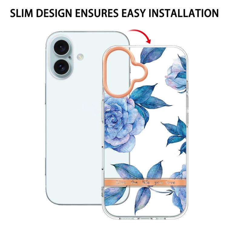 For iPhone 16 Flowers and Plants Series IMD TPU Phone Case(Orchid Peony) by buy2fix