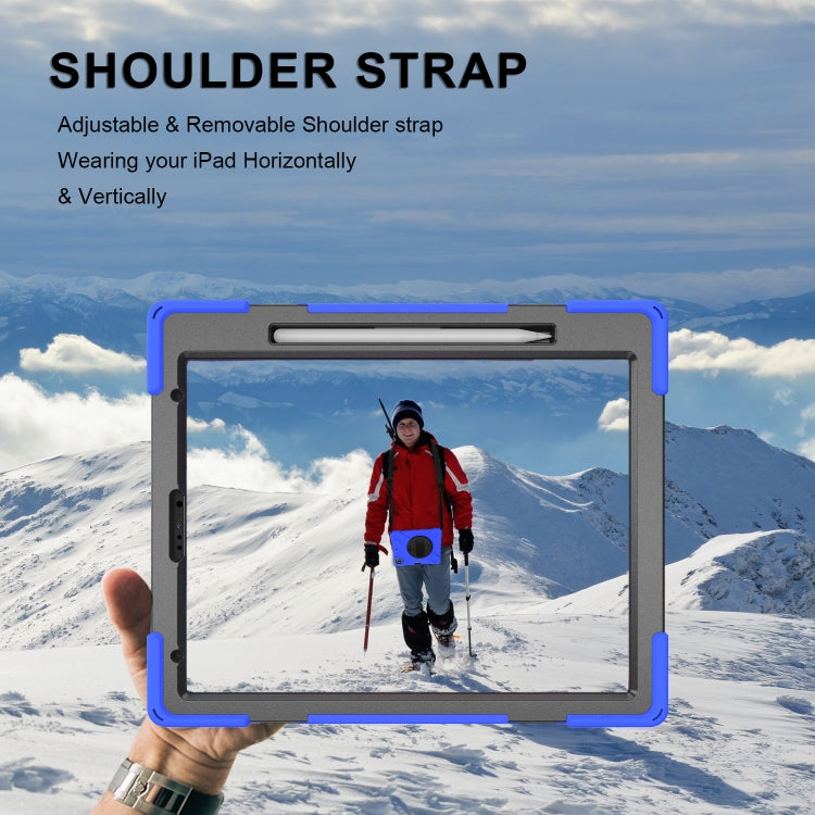 For iPad Pro 12.9 2021 / 2020 Shockproof Colorful Silicone + PC Protective Tablet Case with Holder & Shoulder Strap & Hand Strap & Pen Slot(Blue) - iPad Pro 12.9 (2020) Cases by buy2fix | Online Shopping UK | buy2fix