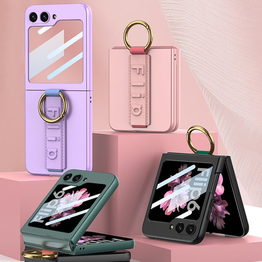 For Samsung Galaxy Z Flip6 GKK Integrated Ultrathin Shockproof Phone Case with Ring Wrist Strap(Carbon Fiber) by GKK
