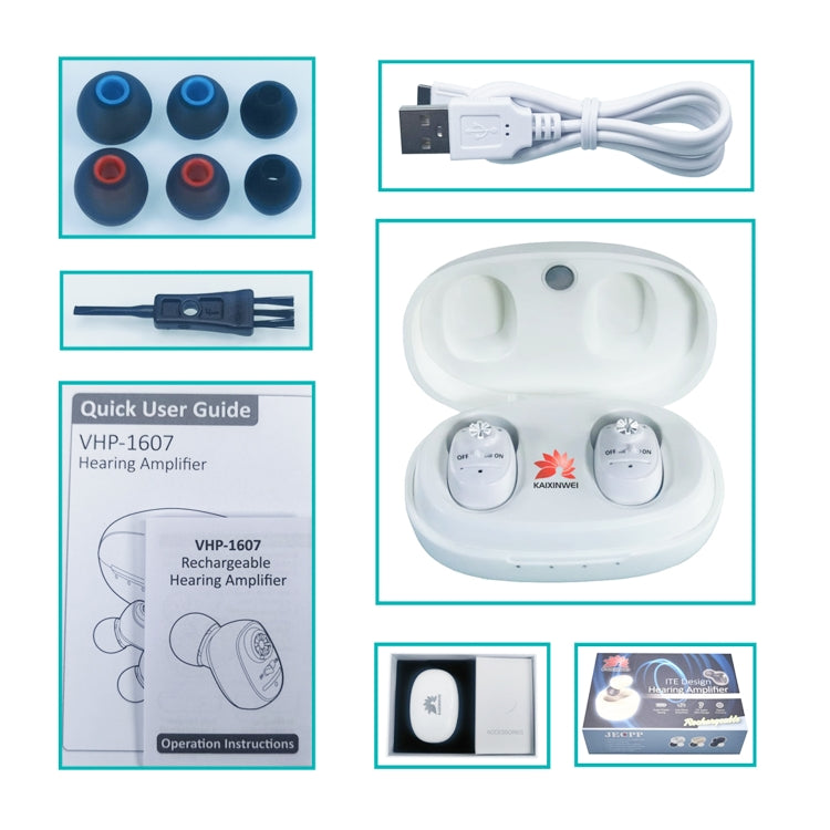 KAIXINWEI VHP-1607B DC3.7V In-ear Hearing Aid Sound Amplifier(White) by buy2fix