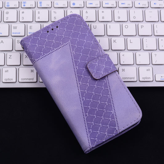 For iPhone 16 Pro Max Seven-shaped Embossed Leather Phone Case(Purple) by buy2fix
