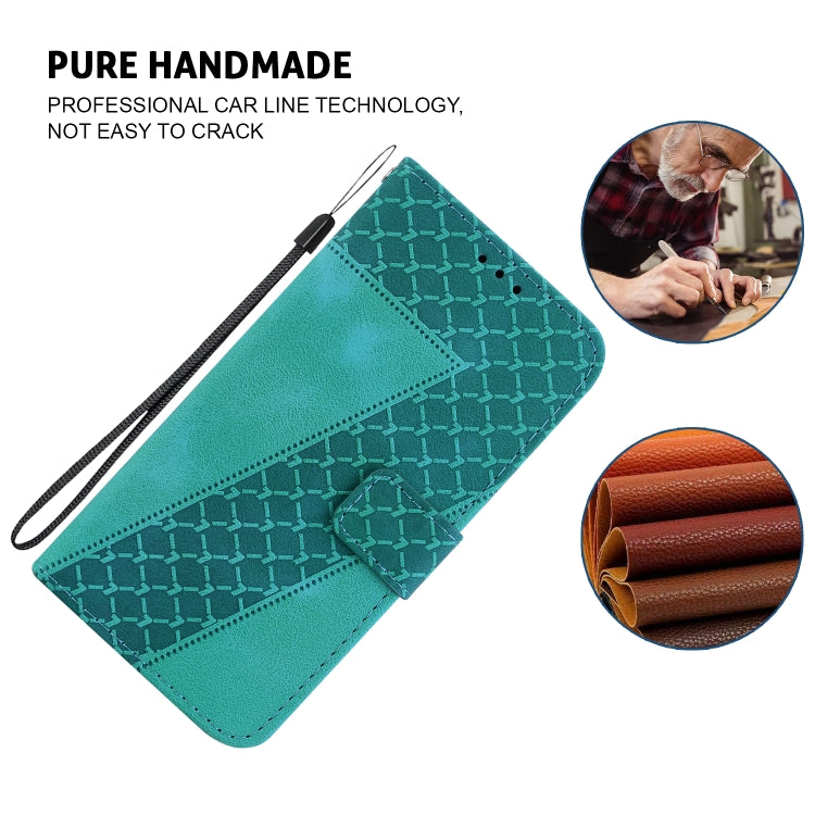 For iPhone 16 Plus Seven-shaped Embossed Leather Phone Case(Green) by buy2fix