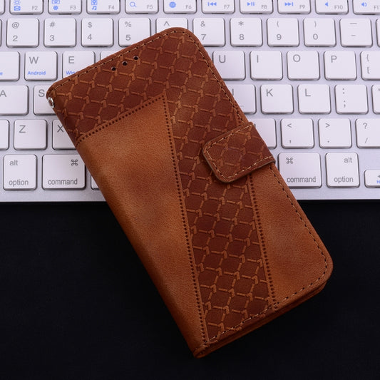 For iPhone 16 Plus Seven-shaped Embossed Leather Phone Case(Brown) by buy2fix