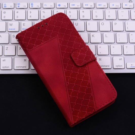 For iPhone 16 Plus Seven-shaped Embossed Leather Phone Case(Red) by buy2fix