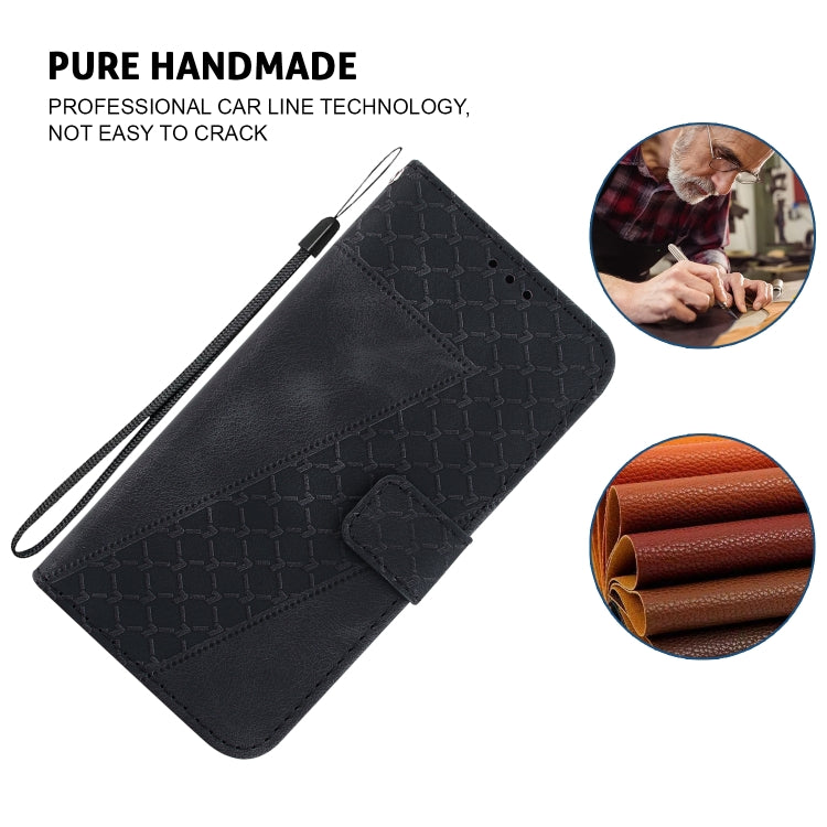 For iPhone 16 Plus Seven-shaped Embossed Leather Phone Case(Black) by buy2fix