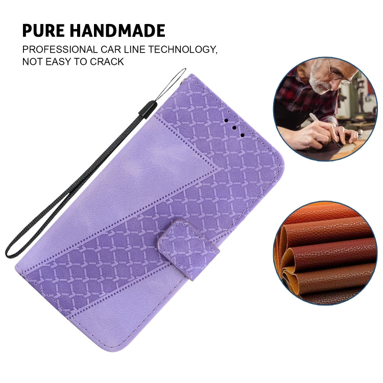 For iPhone 16 Seven-shaped Embossed Leather Phone Case(Purple) by buy2fix