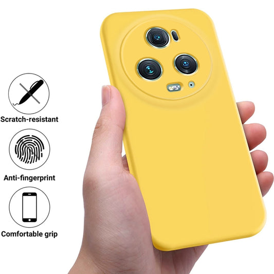 For Honor Magic5 Pro Solid Color Liquid Silicone Dropproof Full Coverage Phone Case(Yellow) by buy2fix