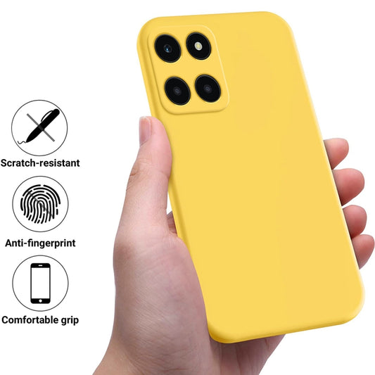 For Honor X6a Solid Color Liquid Silicone Dropproof Full Coverage Phone Case(Yellow) by buy2fix