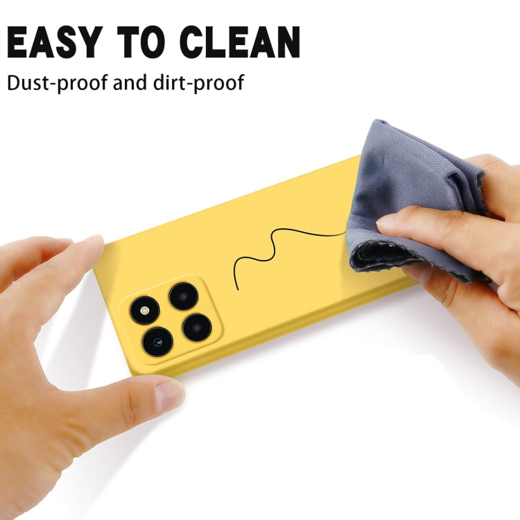 For Honor X6a Solid Color Liquid Silicone Dropproof Full Coverage Phone Case(Yellow) by buy2fix