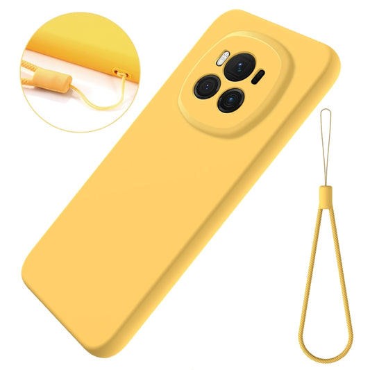 For Honor Magic6 Solid Color Liquid Silicone Dropproof Full Coverage Phone Case(Yellow) by buy2fix