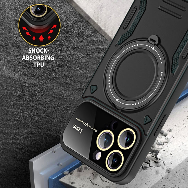 For iPhone 16 Large Window MagSafe Holder Phone Case(Purple) by buy2fix