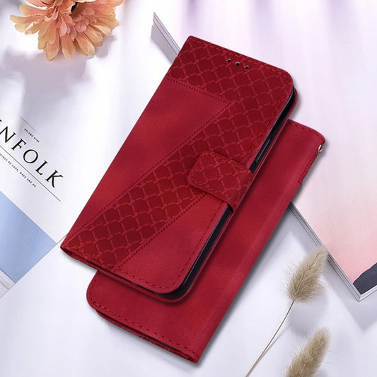 For OnePlus 13 Seven-shaped Embossed Leather Phone Case(Red) by buy2fix