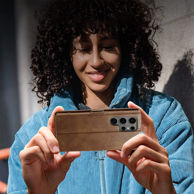 For Samsung Galaxy S24 Ultra LC.IMEEKE RFID Anti-theft Leather Phone Case(Brown) by LC.IMEEKE