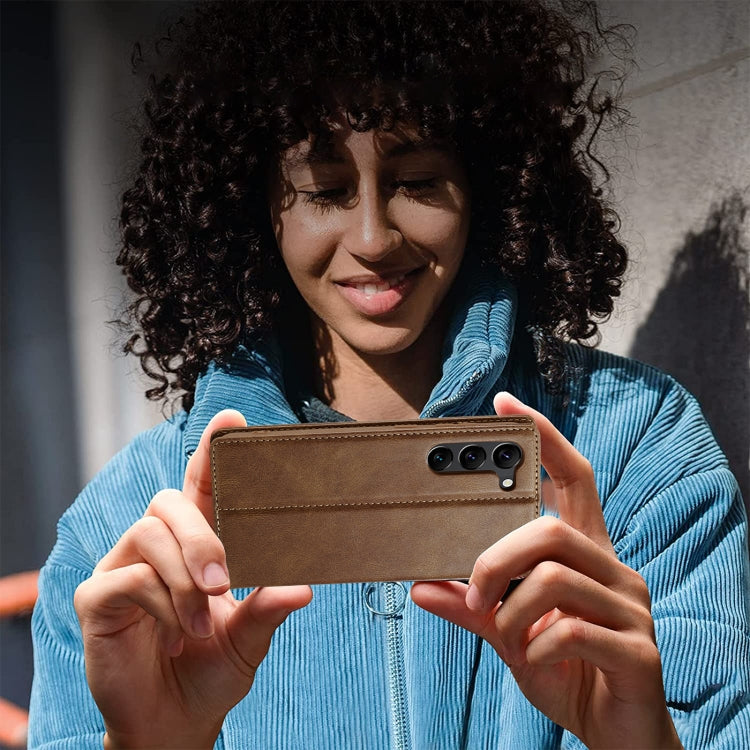 For Samsung Galaxy S24+ LC.IMEEKE RFID Anti-theft Leather Phone Case(Brown) by LC.IMEEKE