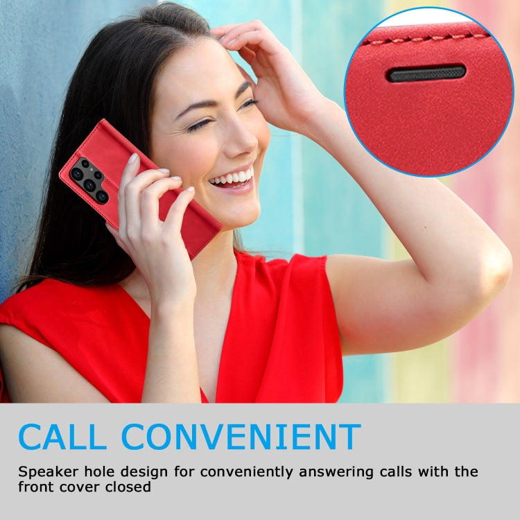 For Samsung Galaxy S24 Ultra 5G LC.IMEEKE Strong Magnetism Microfiber Leather Phone Case(Red) by LC.IMEEKE