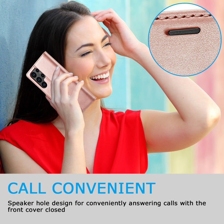 For Samsung Galaxy S24 Ultra 5G LC.IMEEKE Strong Magnetism Microfiber Leather Phone Case(Rose Gold) by LC.IMEEKE