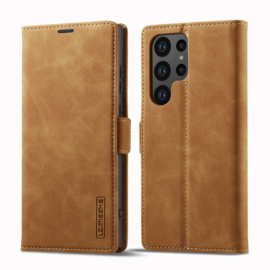 For Samsung Galaxy S24 Ultra 5G LC.IMEEKE Strong Magnetism Microfiber Leather Phone Case(Brown) by LC.IMEEKE