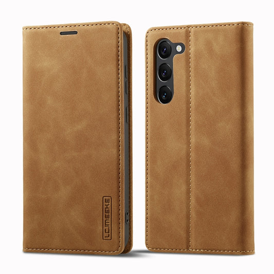 For Samsung Galaxy S24+ 5G LC.IMEEKE Strong Magnetism Microfiber Leather Phone Case(Brown) by LC.IMEEKE