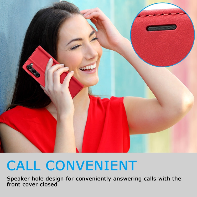 For Samsung Galaxy S24 5G LC.IMEEKE Strong Magnetism Microfiber Leather Phone Case(Red) by LC.IMEEKE