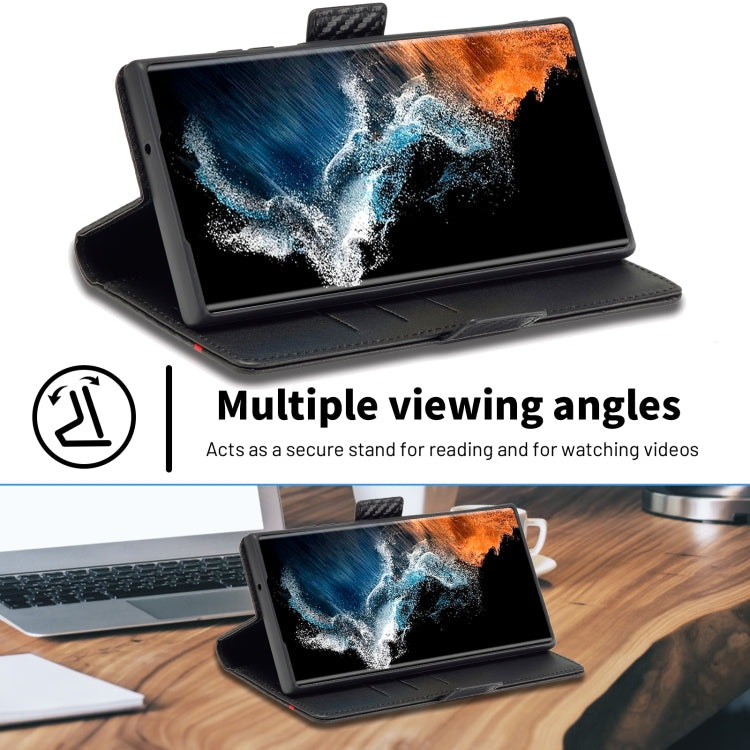 For Samsung Galaxy S24 Ultra 5G LC.IMEEKE Carbon Fiber Leather Phone Case(Vertical Black) by LC.IMEEKE