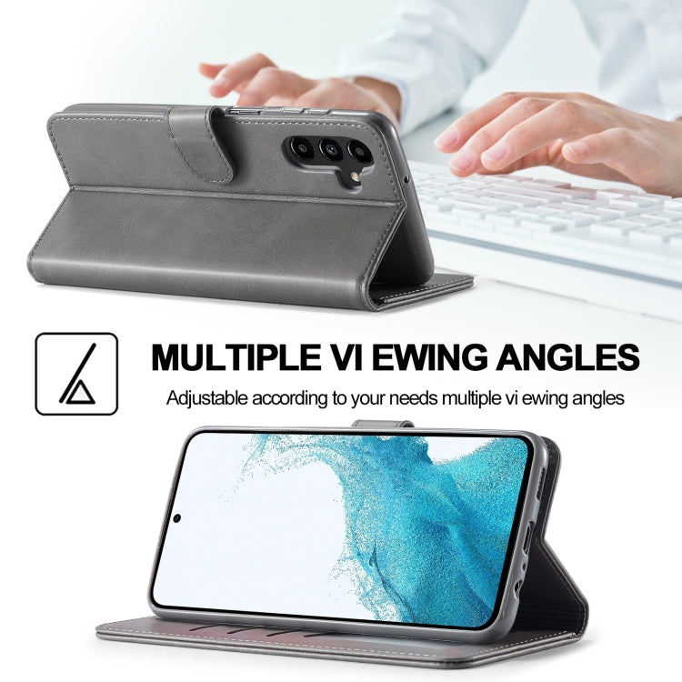 For Samsung Galaxy S23 FE 5G LC.IMEEKE Calf Texture Leather Phone Case(Grey) - Galaxy S23 FE 5G Cases by LC.IMEEKE | Online Shopping UK | buy2fix