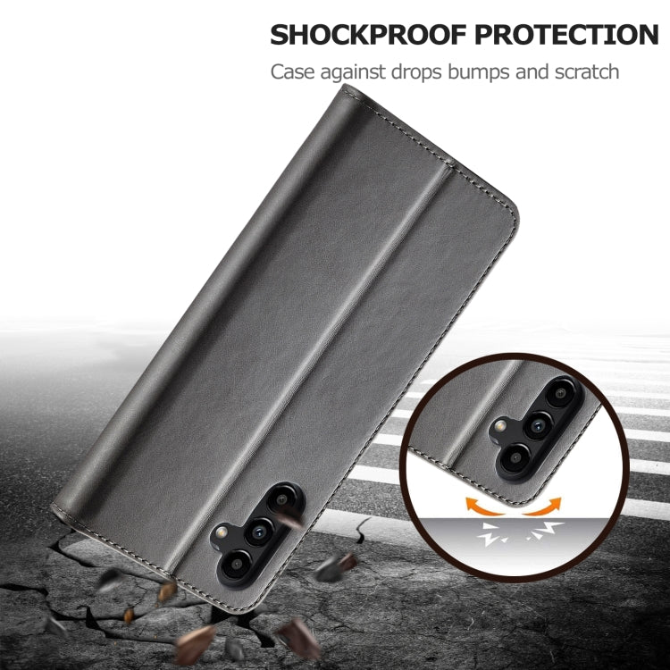 For Samsung Galaxy S23 FE 5G LC.IMEEKE Calf Texture Leather Phone Case(Grey) - Galaxy S23 FE 5G Cases by LC.IMEEKE | Online Shopping UK | buy2fix