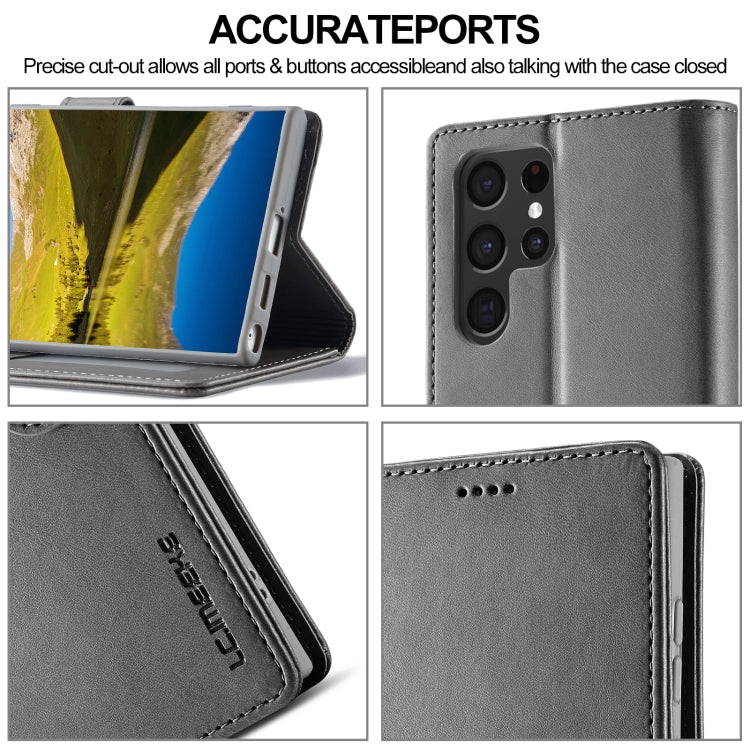 For Samsung Galaxy S24 Ultra 5G LC.IMEEKE Calf Texture Leather Phone Case(Grey) by LC.IMEEKE