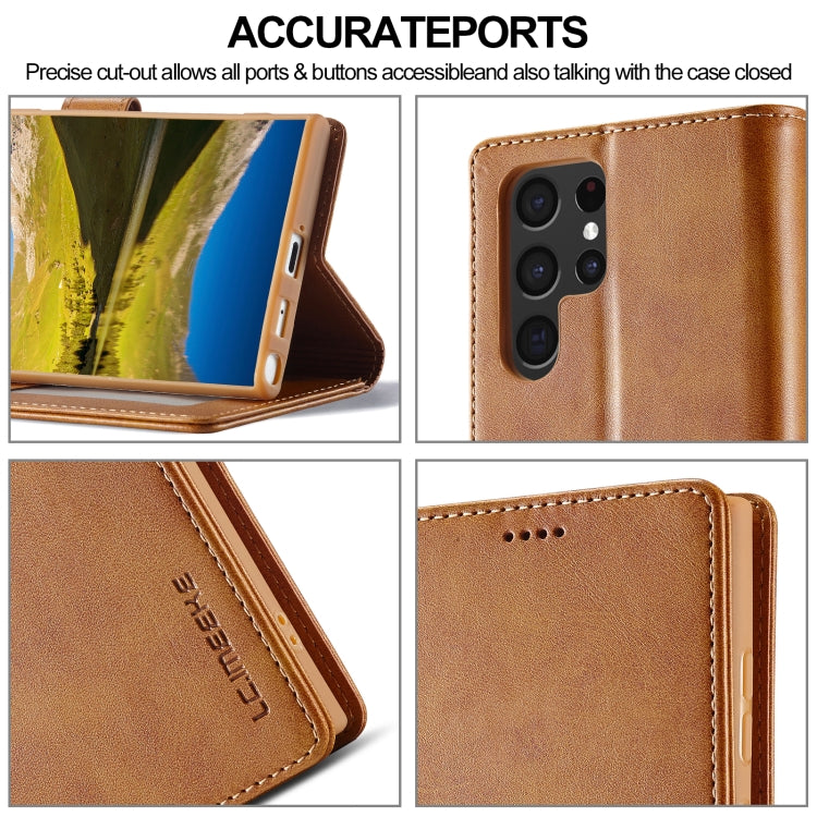 For Samsung Galaxy S24 Ultra 5G LC.IMEEKE Calf Texture Leather Phone Case(Brown) by LC.IMEEKE