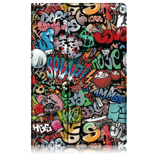 For Samsung Galaxy Tab S9+ 360 Rotation Stand Painted Smart Leather Tablet Case(Graffiti) by buy2fix